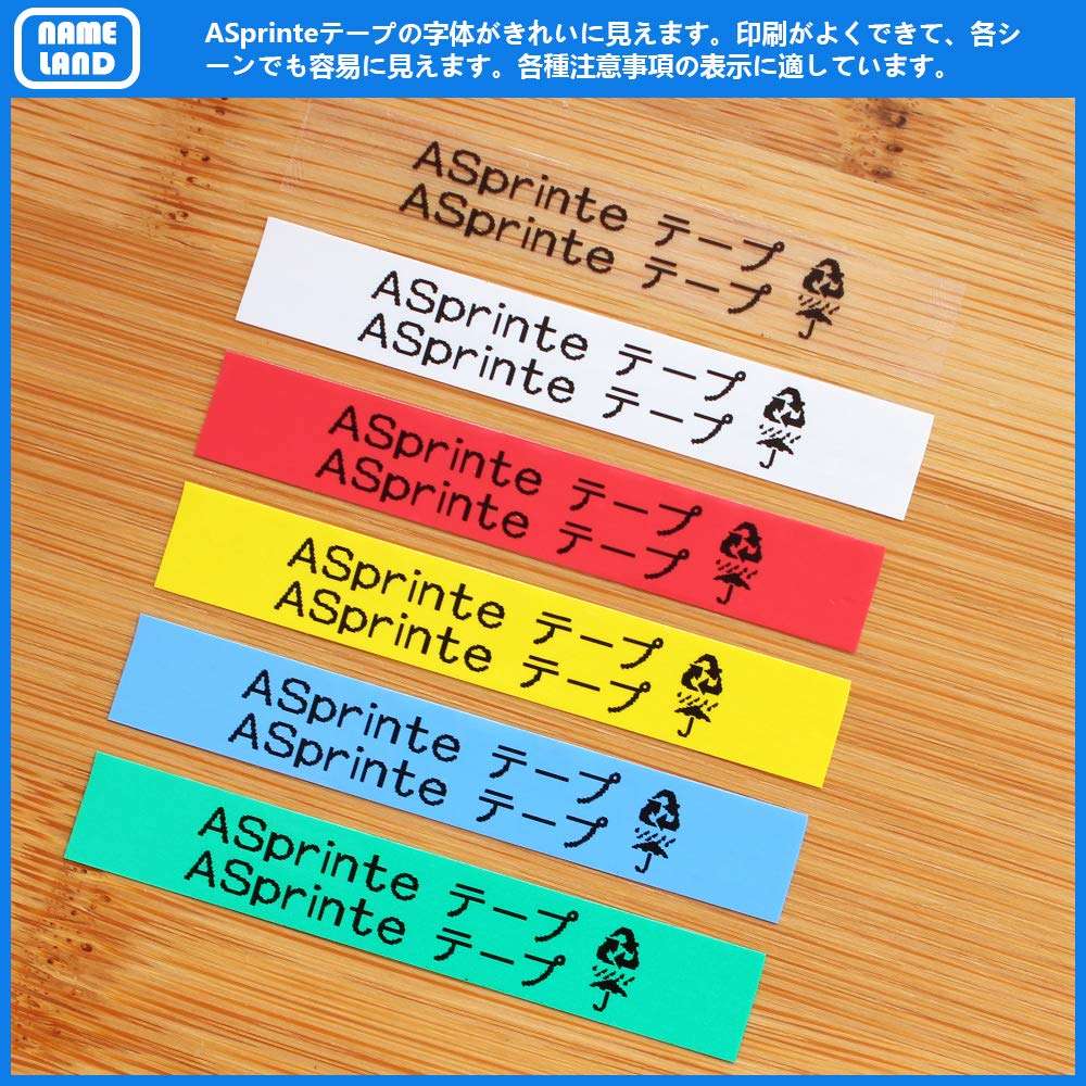 互換 ネームランド テープ 9mm カートリッジ 透明 XR-9X XR-9WE XR-9RD XR-9BU XR-9YW XR-9GN 黒文字 白赤黄青緑 強粘着 6色の1セット カシオ Casio Nameland KL-M7 KL-SP10用 ASprinte
