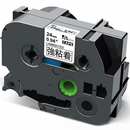 ASprinte 1個 24mm 強粘着 白地黒文字 ラミネートテープ ブラザーBrotherと互換性のある ピータッチP-Touch用 TZeテープ TZe-S251 (TZeS251) 8M
