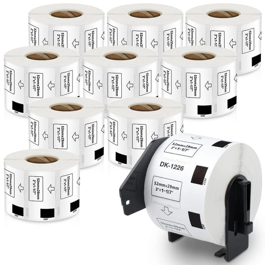 食品表示用検体ラベル 52mm x 29mm 1000枚/巻 DK-1226 DK 1226 感熱ステッカー紙 ラベルプリンター QL-800 QL-820NWB QL-700 QL-550 QL-720NW QL-650TD 10ロールセット,ブラザーBrotherと互換性のある DKラベル 合計10000枚