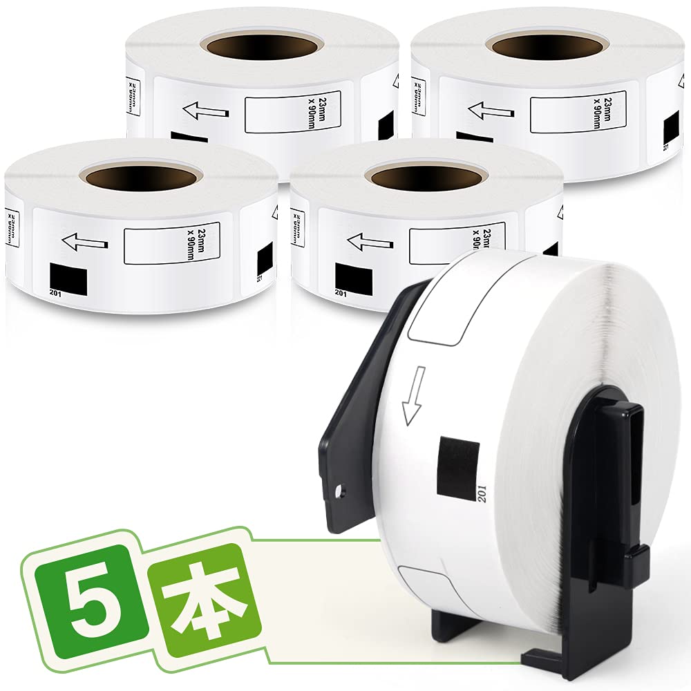 宛名ラベル 29mm x 90mm DK-1201 400枚/巻 感熱ステッカー紙 ラベルプリンター QL-800 QL-820NWB QL-700 QL-550 QL-720NW QL-650TD用 5ロールセット,ブラザーBrotherと互換性のある DKラベル 合計2000枚