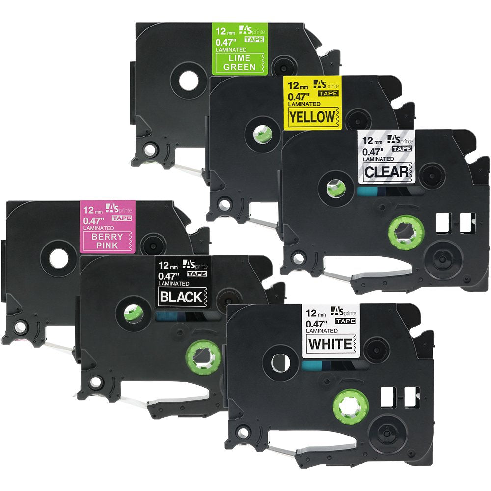 互換 ピータッチ テープ TZeテープ 12mm ピータッチキューブ Brother ブラザー カートリッジ TZe-131 TZe-231 TZe-631 TZe-335 TZe-MQP35 TZe-MQG35 ラミネート 6色の1セット ASprinte