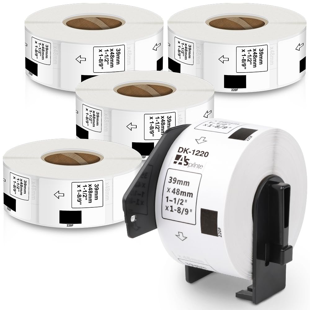 食品表示用ラベル 39mm x 48mm 620枚/巻 DK-1220 DK 1220 感熱ステッカー紙 ラベルプリンター QL-800 QL-820NWB QL-700 QL-550 QL-720NW QL-650TD 5ロールセット,ブラザーBrotherと互換性のある DKラベル 合計3100枚