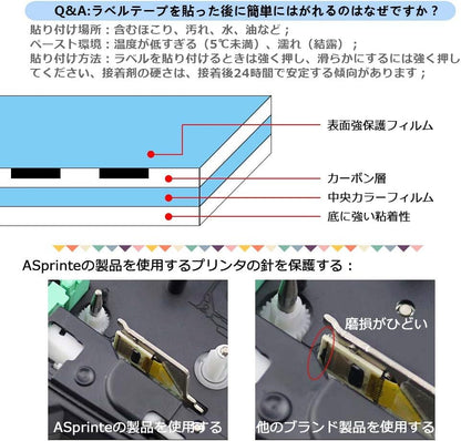 ASprinte 互換 テプラ テープ 白 6mm 9mm 12mm 18mm カートリッジ SS6KW SS9KW SS12KW SS18KW 互換キングジム テプラPRO Kingjim Tepra ラベルライターに使用 SR170 SR-MK1 SR-GL2 SR2500P 4個