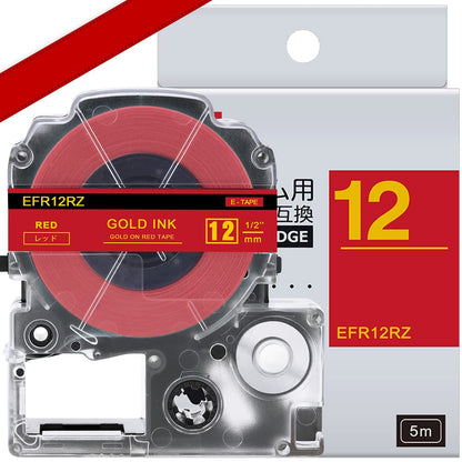 1個 12mm りぼん レッド 金文字 互換 キングジム テプラ リボン PROテープカートリッジ SFR12RZ ASprinte