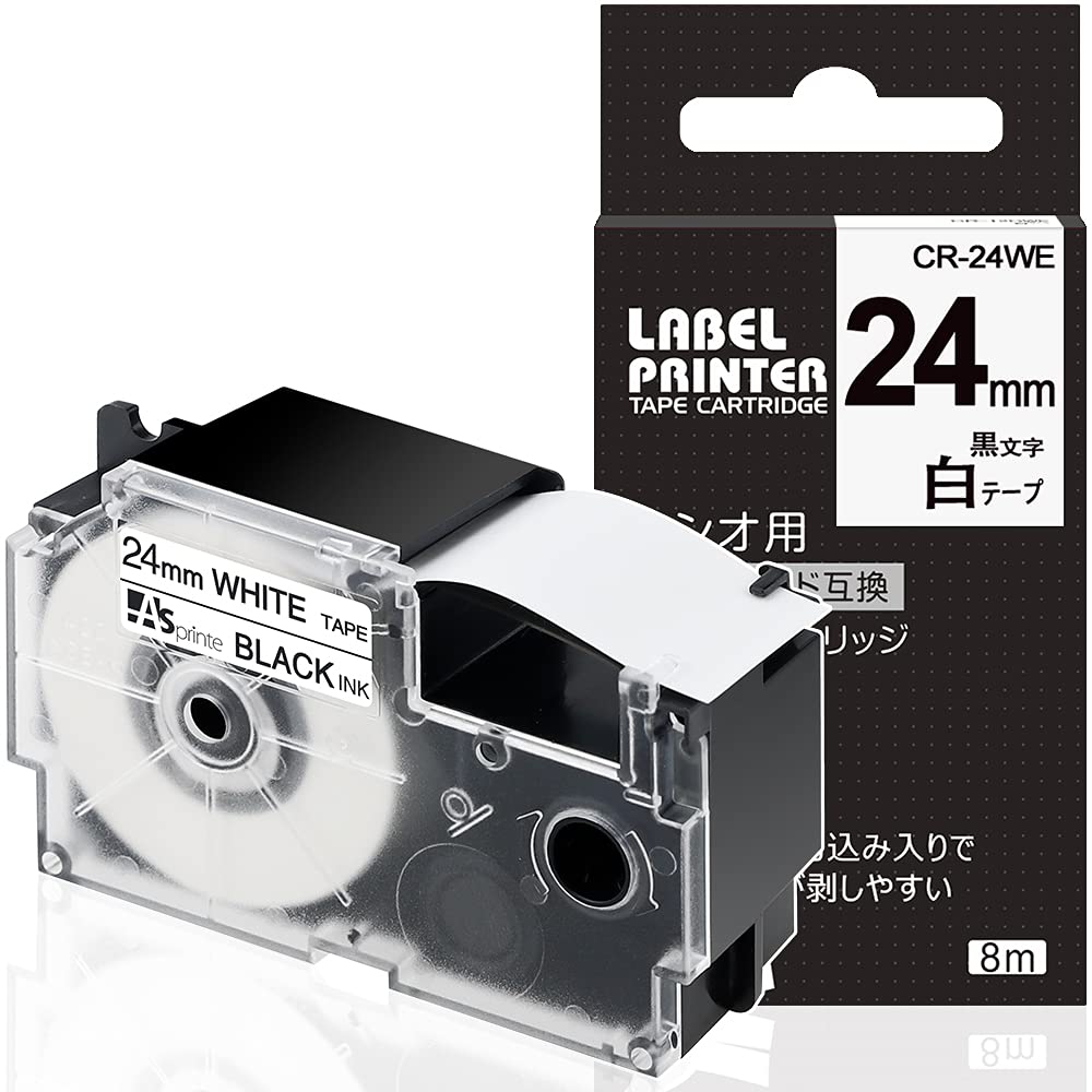 1個 24mm 白地黒文字 CR-24WE テープカートリッジ と互換性のある カシオ ラベルライター ネームランド テープ CASIO(XR-24WE)ASprinte