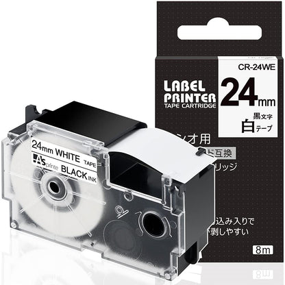 1個 24mm 白地黒文字 CR-24WE テープカートリッジ と互換性のある カシオ ラベルライター ネームランド テープ CASIO(XR-24WE)ASprinte