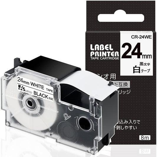 1個 24mm 白地黒文字 CR-24WE テープカートリッジ と互換性のある カシオ ラベルライター ネームランド テープ CASIO(XR-24WE)ASprinte