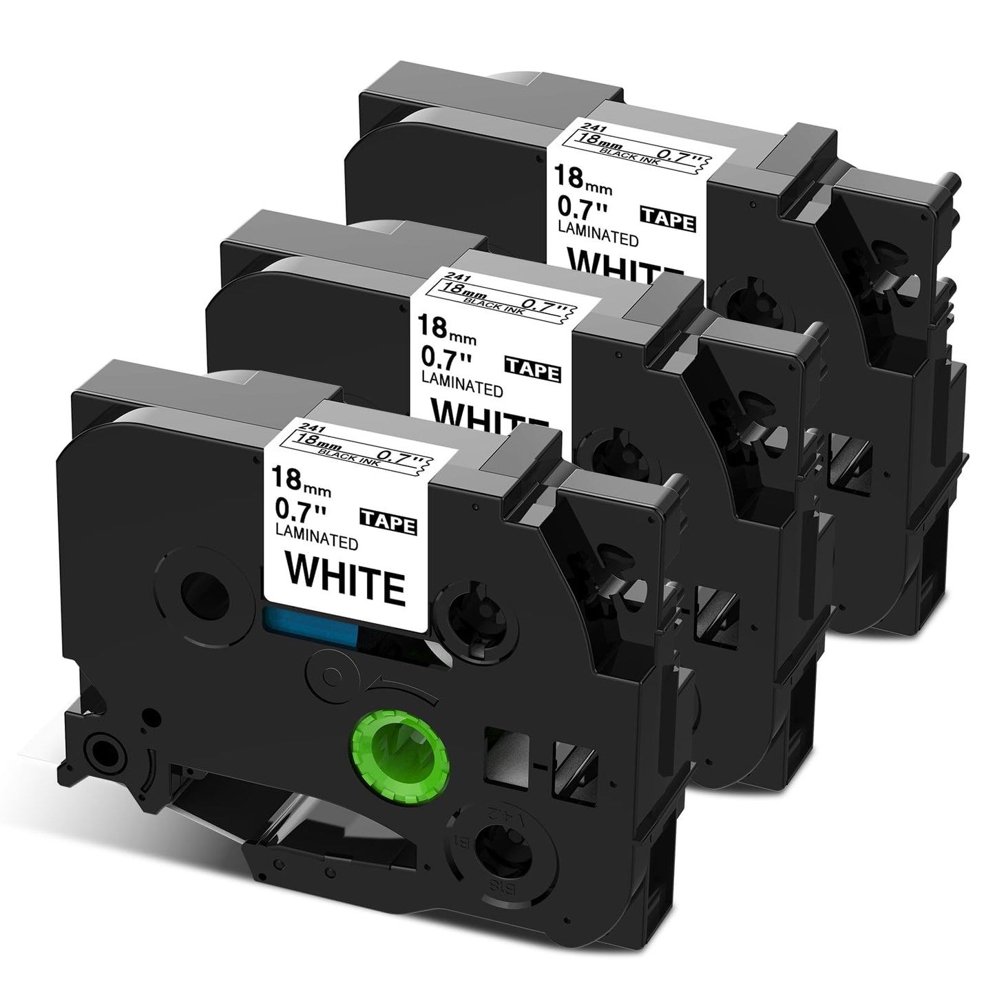 18mm 白地黒文字 ラミネート テープカートリッジ ブラザーBrotherと互換性のある ピータッチP-Touch用 TZe-241 TZe241 Pタッチ tzeテープ 3個セット ASprinte