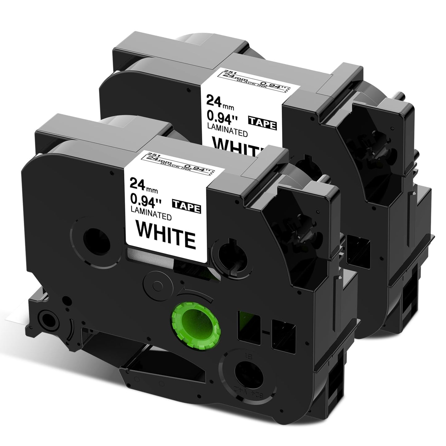 ASprinte 24mm 白地黒文字 テープカートリッジ TZe-251 TZe251 Pタッチ ラミネート tzeテープ 2個セット,ブラザーBrotherと互換性のある ピータッチP-Touch用