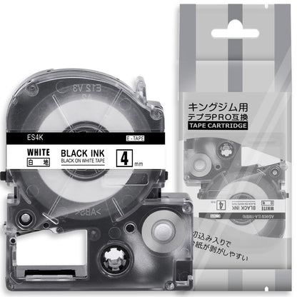 1個 4mm 白地黒文字 ES4K と互換性のある キングジム テプラ テープ カートリッジ テプラPRO Kingjim tepra用 (SS4K) 8M ASprinte