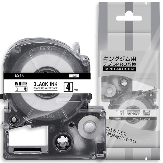 1個 4mm 白地黒文字 ES4K と互換性のある キングジム テプラ テープ カートリッジ テプラPRO Kingjim tepra用 (SS4K) 8M ASprinte