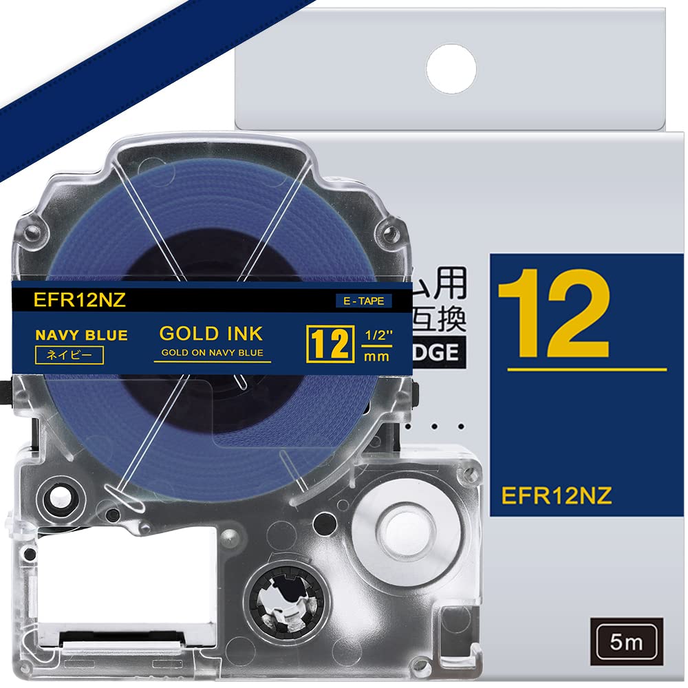 1個 12mm りぼん ネイビー 金文字 互換 キングジム テプラ リボン PROテープカートリッジ SFR12NZ ASprinte