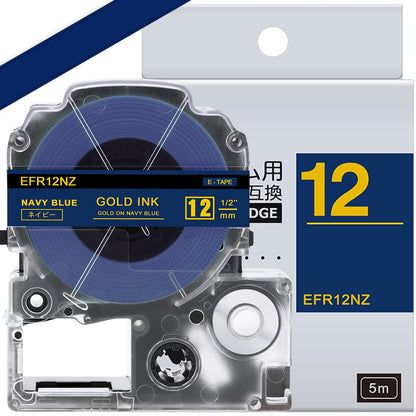 1個 12mm りぼん ネイビー 金文字 互換 キングジム テプラ リボン PROテープカートリッジ SFR12NZ ASprinte