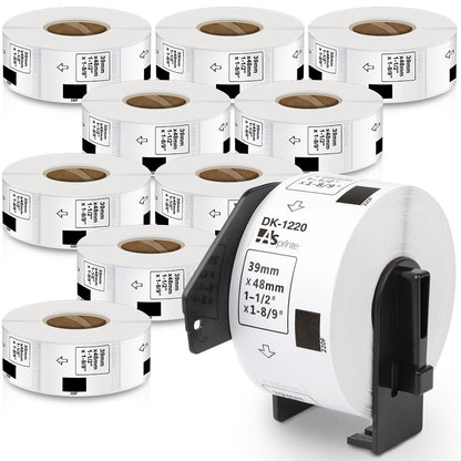 食品表示用ラベル 39mm x 48mm DK-1220 620枚/巻 感熱ステッカー紙ラベルプリンター QL-800 QL-820NWB QL-700 QL-550 QL-720NW QL-650TD 10ロールセット,ブラザーBrotherと互換性のある DKラベル 合計6200枚