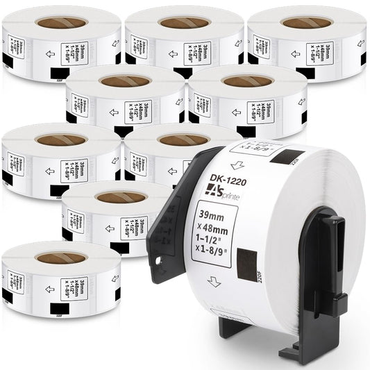 食品表示用ラベル 39mm x 48mm DK-1220 620枚/巻 感熱ステッカー紙ラベルプリンター QL-800 QL-820NWB QL-700 QL-550 QL-720NW QL-650TD 10ロールセット,ブラザーBrotherと互換性のある DKラベル 合計6200枚