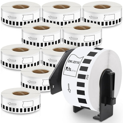 長尺紙テープ 29mmx30.48m DK-2210 DK 2210 感熱ステッカー紙 ラベルプリンター QL-800 QL-820NWB QL-700 QL-550 QL-720NW QL-650TD 10ロールセット,ブラザーBrotherと互換性のある DKラベル 合計304.8メートル