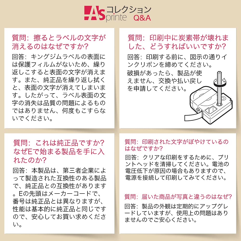 1個 24mm 白地黒文字 ES24K 互換 キングジム テプラ テープ カートリッジ テプラPRO Kingjim tepra (SS24K) 8M ASprinte