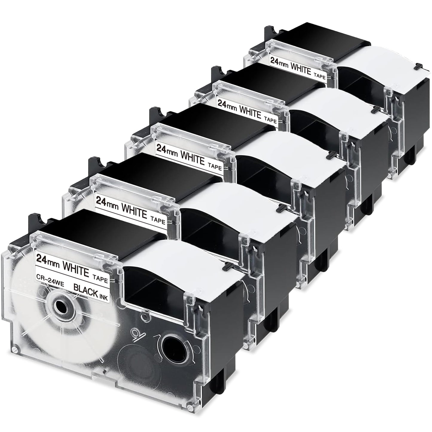 ネームランド テープ 24mm 白 互換 カシオ ネームランド ラベルライター テープ XR-24WE 5個 白ラベル/黒文字 長さ8m
