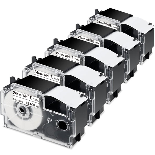 ネームランド テープ 24mm 白 互換 カシオ ネームランド ラベルライター テープ XR-24WE 5個 白ラベル/黒文字 長さ8m