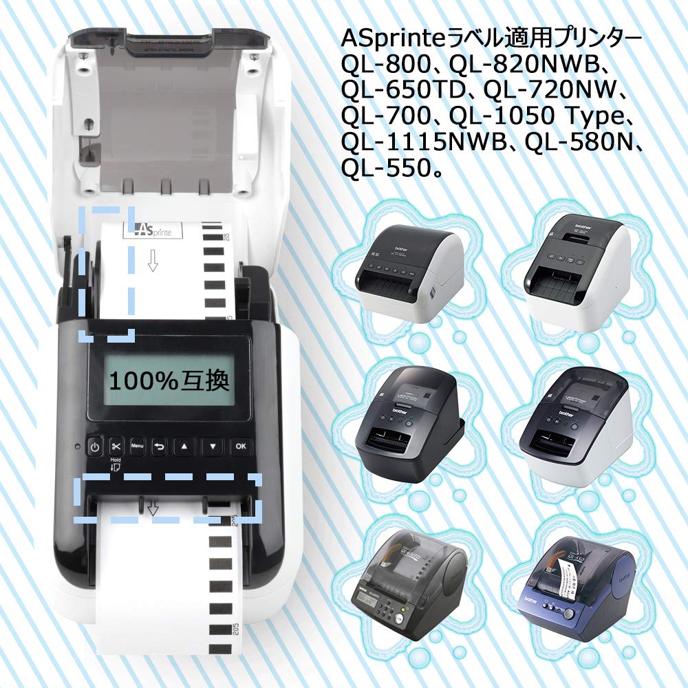 宛名ラベル 29mm x 90mm DK-1201 400枚/巻 感熱ステッカー紙 ラベルプリンター QL-800 QL-820NWB QL-700 QL-550 QL-720NW QL-650TD用 5ロールセット,ブラザーBrotherと互換性のある DKラベル 合計2000枚