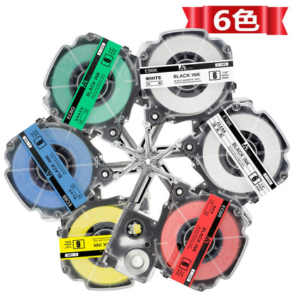 6mm 互換 テプラ テープ 白 カートリッジ キングジム プロ Tepra Pro Kingjim 透明 SS6K ST6K SC6R SC6Y SC6G SC6B 強粘着 6ミリ sr550 sr-gl2 6色の1セット ASprinte