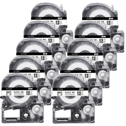 テプラ 12mm 白 互換 キングジム テプラPROテープカートリッジ SS12K 10個 白ラベル/黒文字 長さ8m