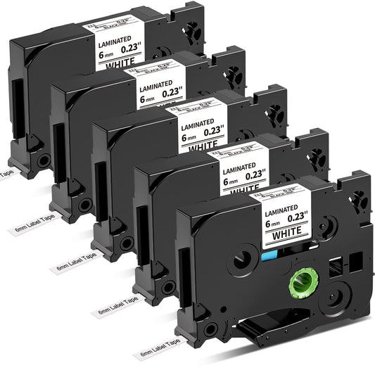 ピータッチ ラミネートテープ TZe-211 幅6mm 白地黒文字 5個 互換 ブラザー ラベルライター テープ 長さ8m