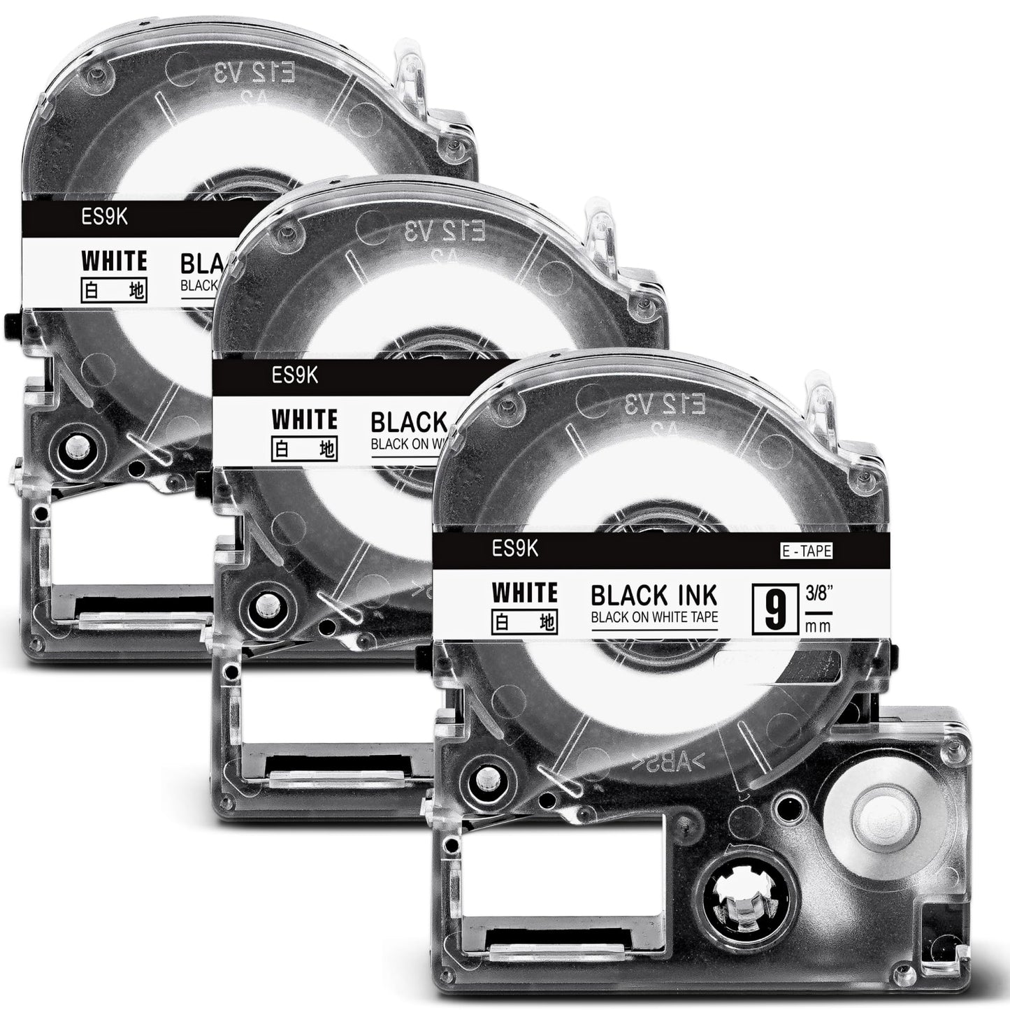 3個 9mm 白地黒文字 ES9K と互換性のある キングジム テプラ テープ カートリッジ Kingjim tepra用 (SS9K) 8M SR-R980 SR-R680 SR370 SR-MK1 テプラPRO全機種対応 ASprinte